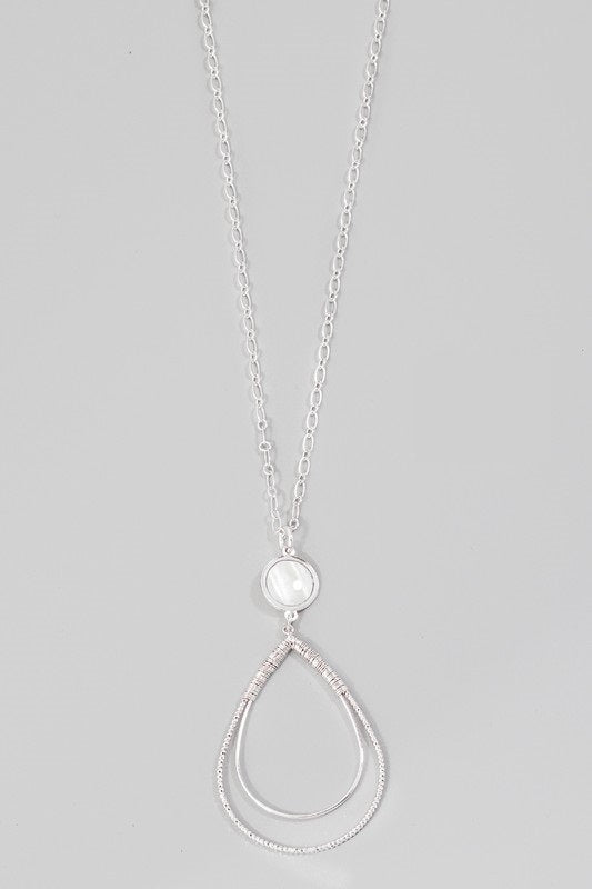 Pearl Accent Teardrop Necklace