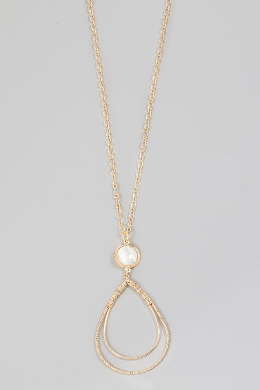 Pearl Accent Teardrop Necklace