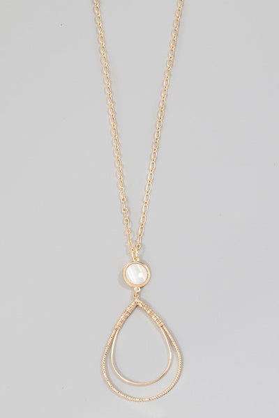 Pearl Accent Teardrop Necklace