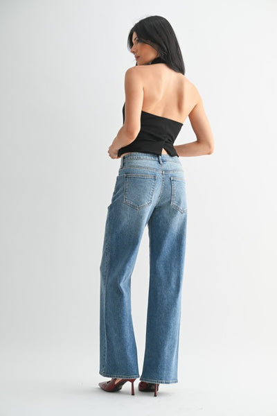 Full Length Straight Leg Jeans - Medium Wash