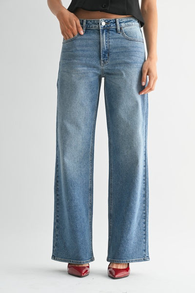 Full Length Straight Leg Jeans - Medium Wash