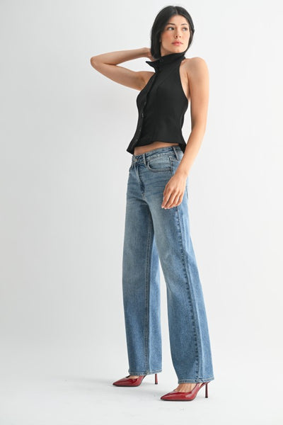 Full Length Straight Leg Jeans - Medium Wash