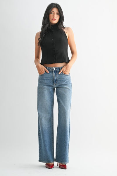 Full Length Straight Leg Jeans - Medium Wash