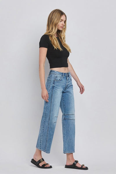 Dart Barrel Leg Jeans - Medium Wash