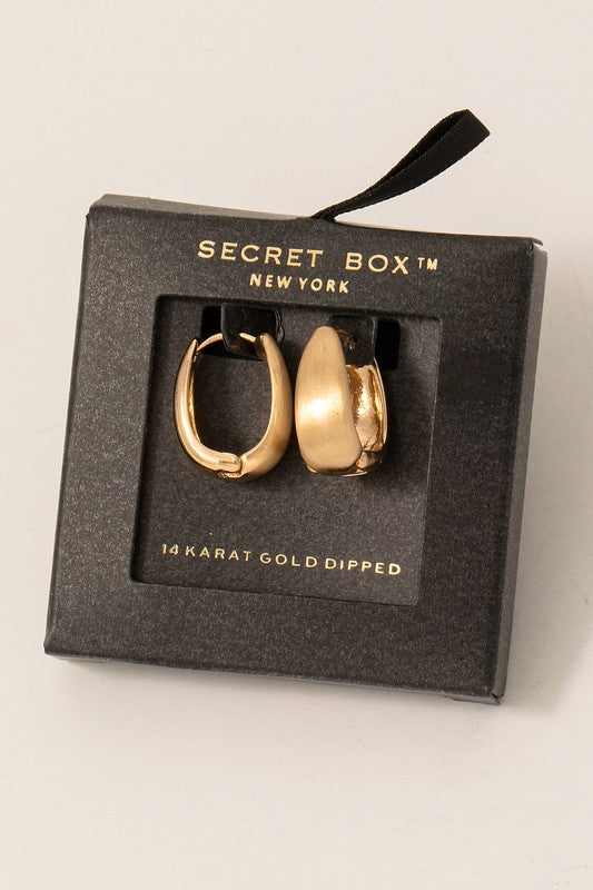14K Gold Dipped Brushed Oval Hoops