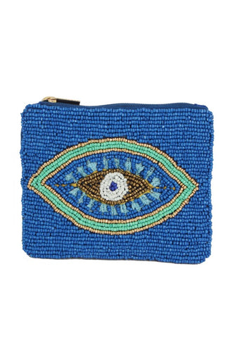 Evil Eye Beaded Coin Pouch