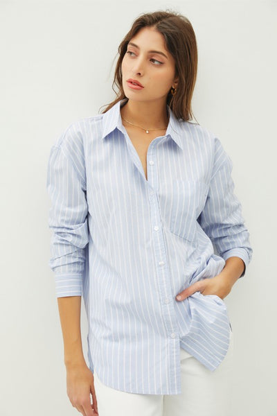 Oversized Striped Button Up Shirt