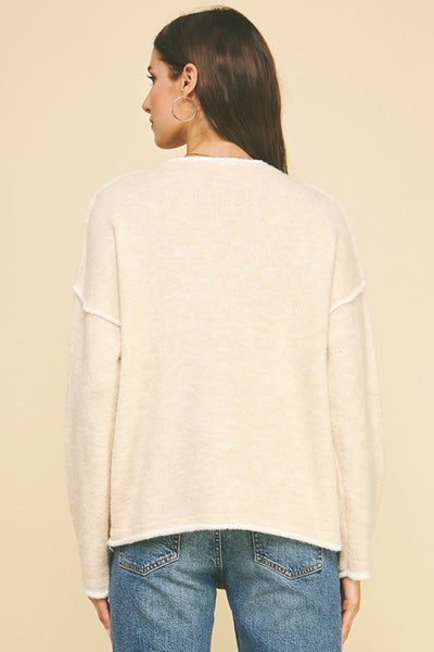 Contrast Seam Girlfriend Sweater