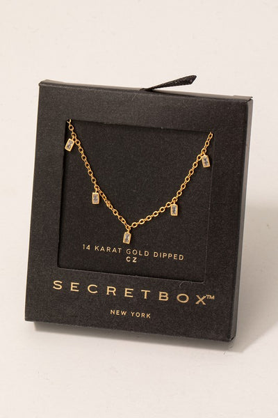 14K Gold Dipped Crystal Baguette Necklace