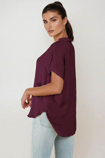 Drop Shoulder V-Neck Top - More Colors