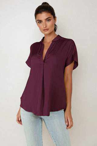 Drop Shoulder V-Neck Top - More Colors