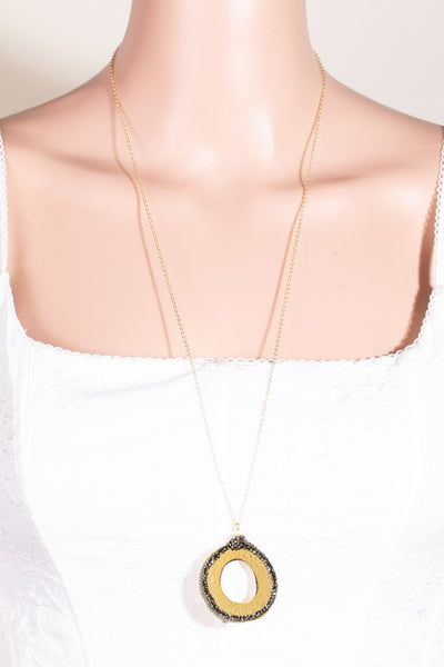 Pave Studded Hammered Necklace