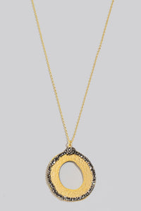 Pave Studded Hammered Necklace