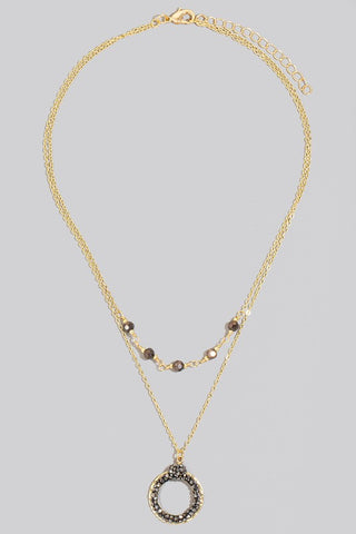 Pave Studded Hoop Layered Necklace