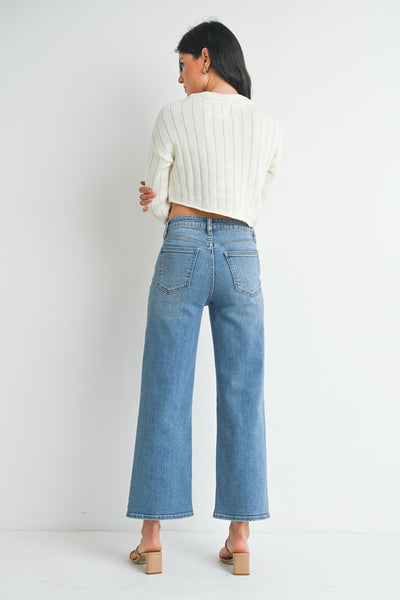 Slim Wide Leg Jeans - Medium Wash