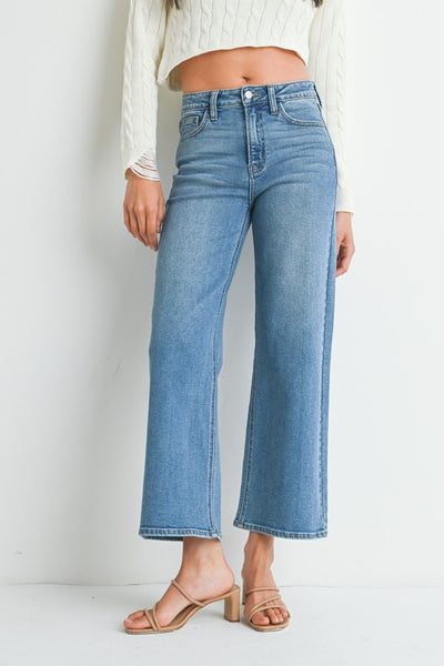 Slim Wide Leg Jeans - Medium Wash