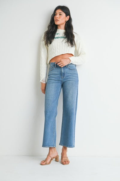 Slim Wide Leg Jeans - Medium Wash