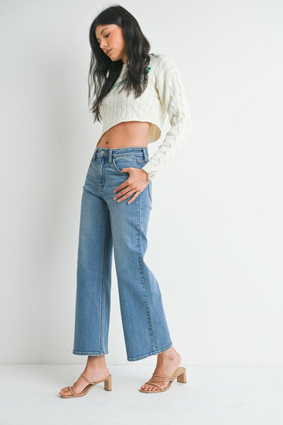 Slim Wide Leg Jeans - Medium Wash