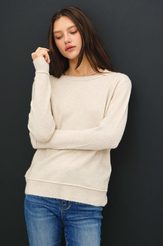 Exposed Seam Crewneck Sweater