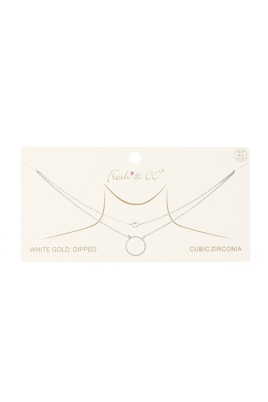 Gold Dipped Layered Circle & Stone Necklace