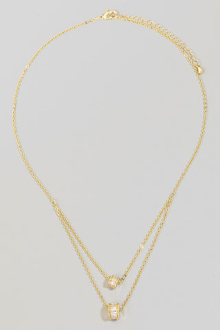 Gold Dipped Baguette Layered Necklace