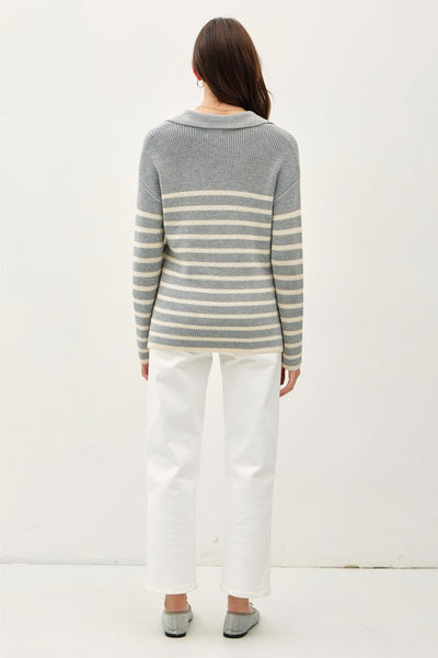 Contrast Stripe Collared Sweater