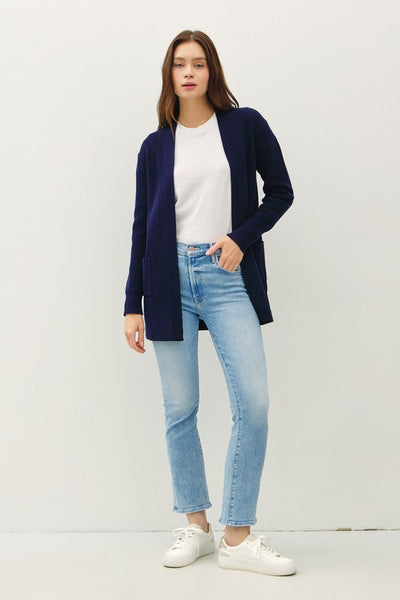Ribbed Open Pocket Cardigan