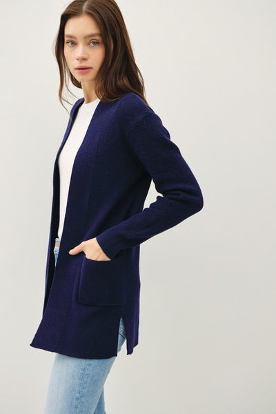 Ribbed Open Pocket Cardigan