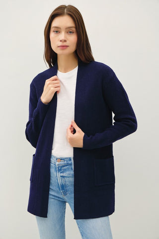 Ribbed Open Pocket Cardigan