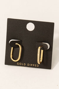 Gold Dipped Rhinestone Oval Hoops