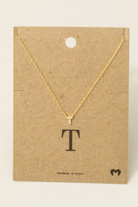 T Rhinestone Initial Necklace