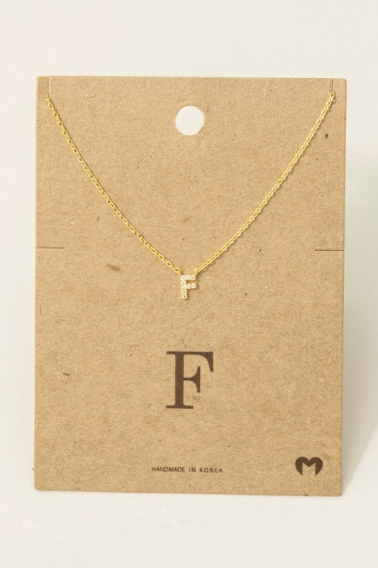 F Rhinestone Initial Necklace