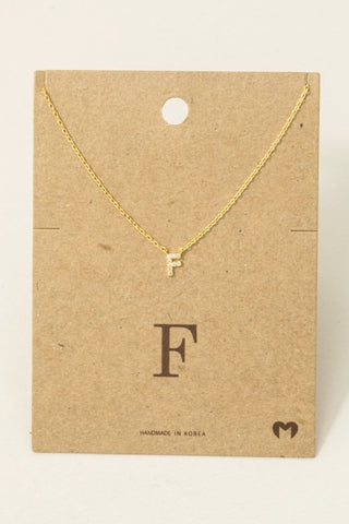 F Rhinestone Initial Necklace