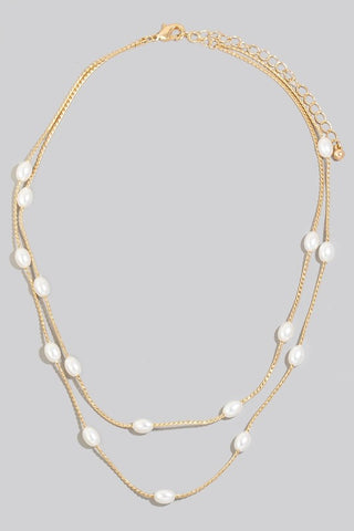 Layered Pearl Station Necklace