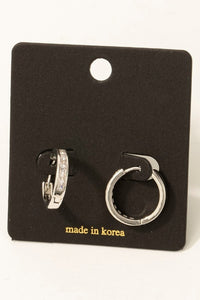 Bezel Stone Mini Hoops