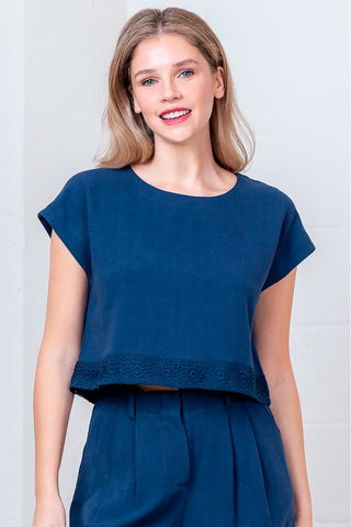 Crochet Trim Boxy Top
