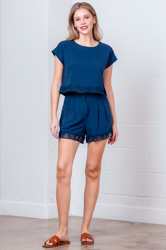 Crochet Trim Shorts