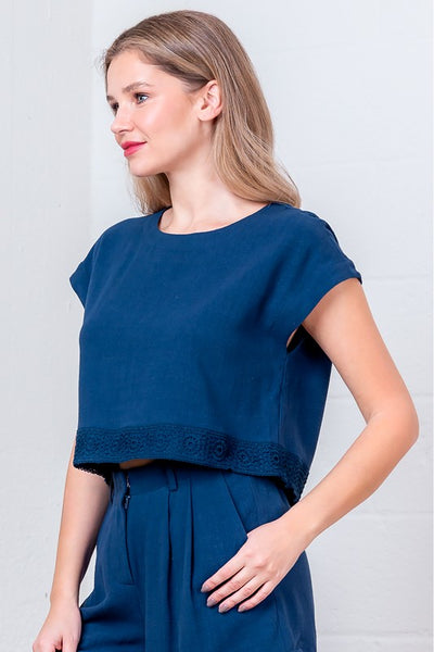 Crochet Trim Boxy Top