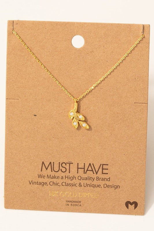 18K Gold Dipped Mini Leaf Necklace