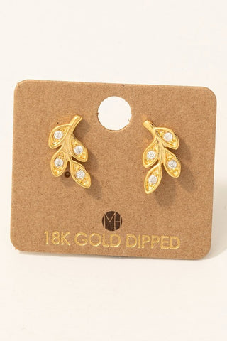 18K Gold Dipped Mini Leaf Earrings