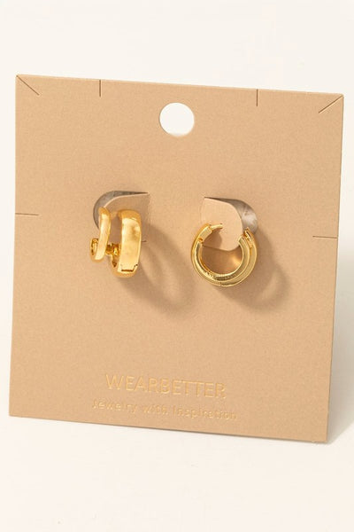 18K Gold Dipped Layered Mini Hoops