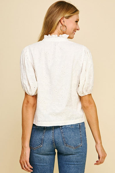 Floral Eyelet Puff Sleeve Top