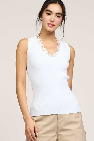 Lace Trim Ribbed Knit Tank