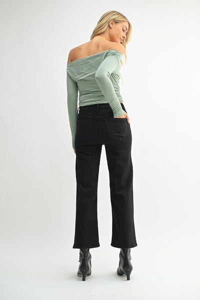 Slim Wide Leg Jeans - Black