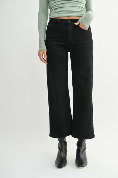 Slim Wide Leg Jeans - Black