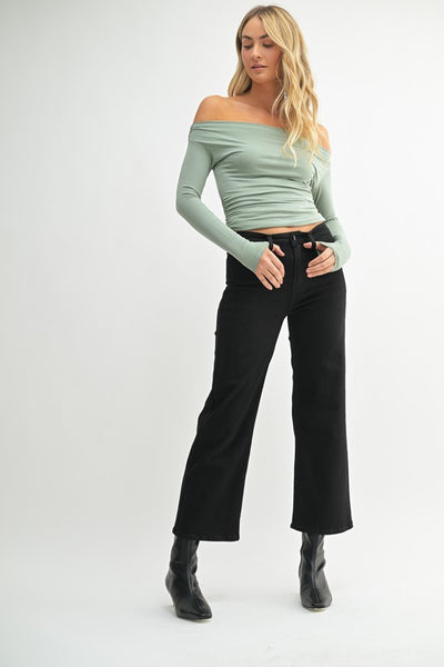 Slim Wide Leg Jeans - Black