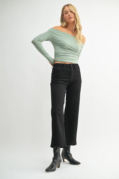 Slim Wide Leg Jeans - Black