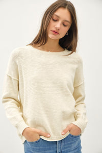 Textured Drop Shoulder Slub Sweater