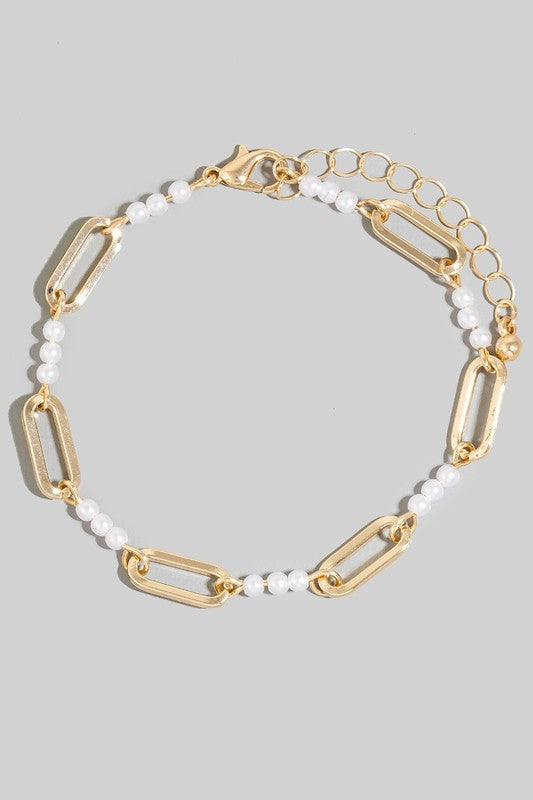 Mini Pearl & Oval Chain Bracelet