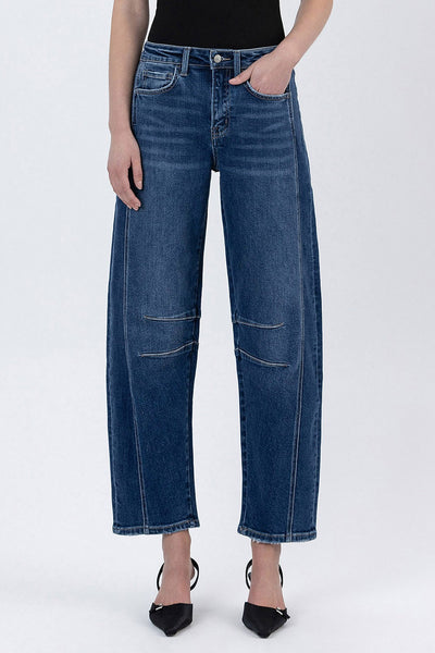 Dart Barrel Leg Jeans - Dark Wash